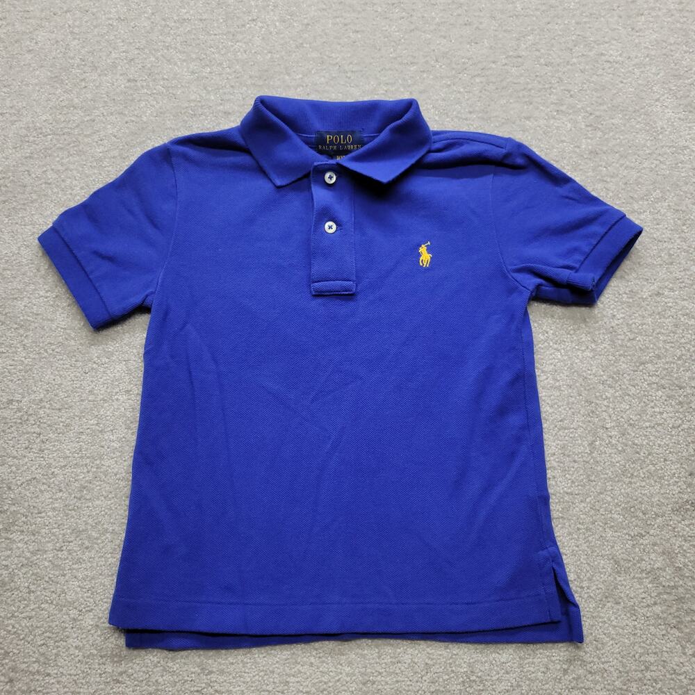 Polo Ralph Lauren Boys 3T Blue Short Sleeve Polo Shirt Yellow Pony Logo